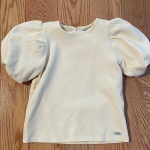 Donsje Puffed Sleeve Cream Kids Top. Size 7-8
